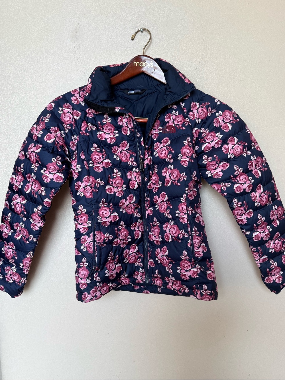 The North Face Women’s Flare Down Jacket Coat Urban Navy Large Floral Print Sz S